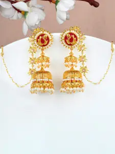 Voylla Gold-Plated Contemporary Jhumkas Earrings