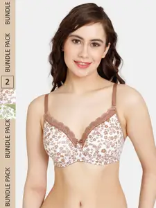 Rosaline by Zivame Pack Of 2 Floral Heavily Padded Bra