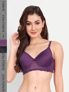 FIMS Floral Lace Lightly Padded Bra