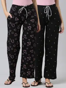 Kryptic Women Pack of 2 Printed Pure Cotton Lounge Pants