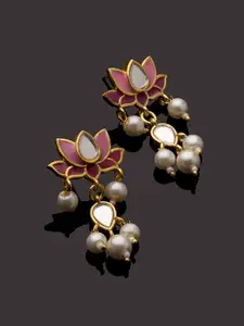 Voylla Gold-Plated Floral Drop Earrings