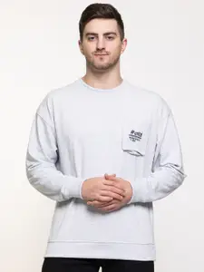 Club York Men Grey Melange Cotton Sweatshirt