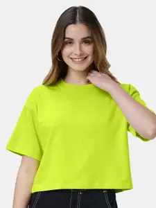 The Souled Store Women Drop-Shoulder Sleeves Pure Cotton Oversize Oversized T-shirt