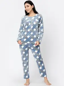 KLOTTHE Geometric Printed Woolen Night suit
