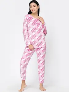 KLOTTHE Women Geometric Printed Woolen Night suit