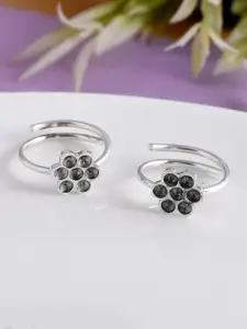 Silvermerc Designs Silver-Plated Floral Toe Rings