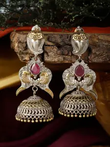 XAGO Silver Plated Dome Shaped Jhumkas Earrings