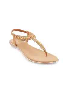 Mochi Women Embellished T-Strap Flats