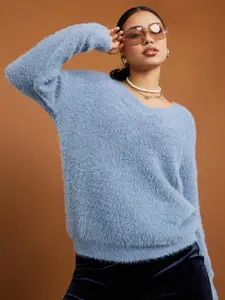 Styli Women Pullover with Fuzzy Detail