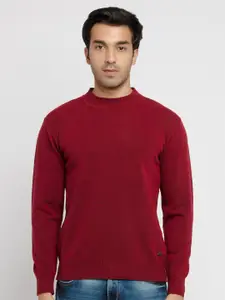 Status Quo Men Maroon Round Neck Long Sleeves Acrylic Pullover