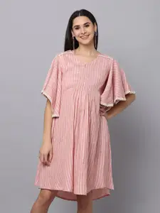 The Mom Store Striped Maternity Cotton A-Line Dress