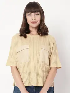 Vero Moda Women Self Design Cotton T-shirt