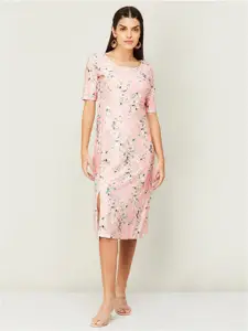 CODE by Lifestyle Floral Printed Round Neck Sheath Dress