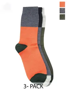 Kosha Men Pack of 3 Warm Wool Blend Colourblocked Socks