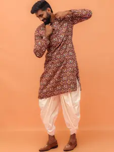 KISAH Men Printed  Regular Fit Patola Print Kurta Dhoti Set