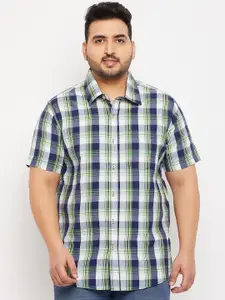 bigbanana Men Plus Size Tartan Checks Cotton Casual Shirt