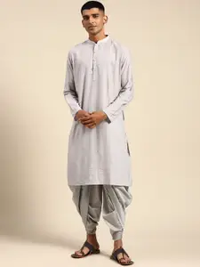 KISAH Men Grey Pathani Kurta