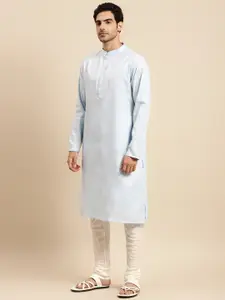 KISAH Men Blue Yoke Design Kurta