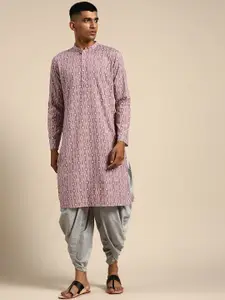 KISAH Mandarin Collar Long Sleeve Straight Cotton Kurta