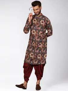 KISAH Men Floral Printed Cotton Kurta