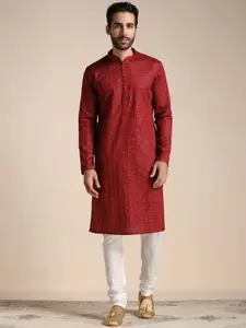 Manyavar Men  Geometric Woven Design Cotton Kurta