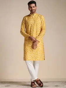 Manyavar Mandarin Collar Printed Kurta