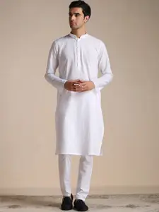 Manyavar Men Pure Cotton Full Sleeves Kurta With Churidar