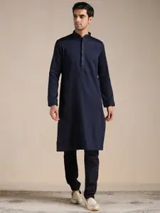 Manyavar Men Pure Cotton Full Sleeves Kurta With Churidar
