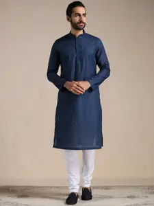 Manyavar Men Mandarin Collar Pure Cotton Kurta with Pyjamas