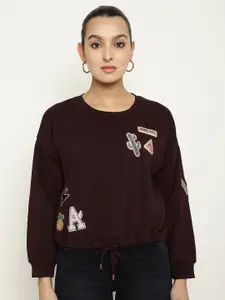 METTLE Women Applique Fleece Sweatshirt