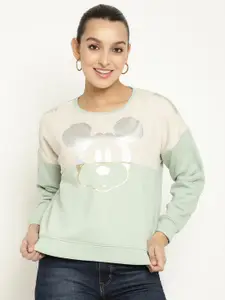 METTLE Women Printed Fleece Sweatshirt