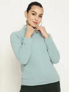 METTLE Women High Neck Fleece Sweatshirt