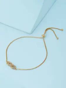 Carlton London Women Brass Cubic Zirconia Gold-Plated Charm Bracelet