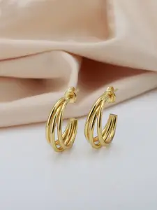 Carlton London Gold-Toned Contemporary Half Hoop Earrings