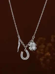 Carlton London Brass Rhodium-Plated Necklace