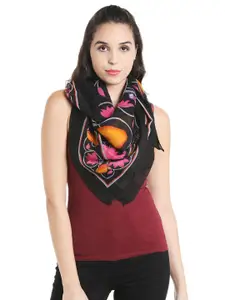 Noi Black & Pink Printed Scarf