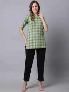 ETC Women Checked Pure Cotton Night suit