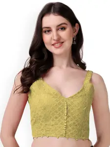 PUJIA MILLS Embroidered Sleeveless Saree Blouse