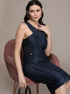 bebe Embellished Halter Neck Bandage Sheath Dress