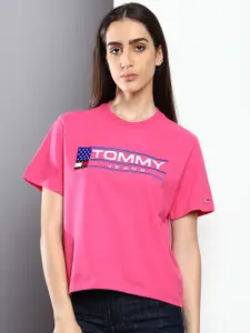 Tommy Hilfiger Women Typography Printed Cotton T-shirt