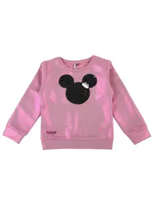Actuel Girls Pink Printed Sweatshirt