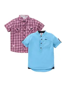 TONYBOY Boys Pack of 2 Classic Checked Cotton Casual Shirt