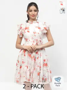 MISS AYSE Pack Of 2 Floral Printed Georgette Dress