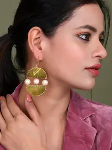 Silvermerc Designs Gold-Plated Pearls Contemporary Drop Earrings