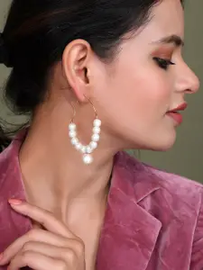 Silvermerc Designs Gold-Plated Pearls Circular Hoop Earrings