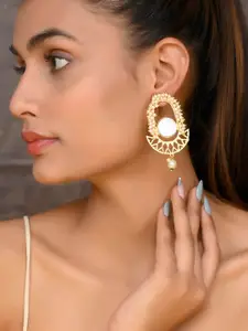 Silvermerc Designs Pearls Studded Gold-Plated Drop Earrings