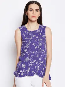 Oxolloxo Floral Lace Detail Sleeveless Ruffles Top