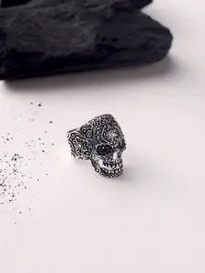 VIRAASI Men Skull Head Design Stainless Steel Bikers Finger Ring