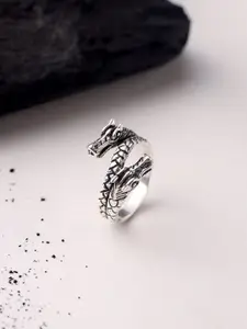 VIRAASI Men Oxidized Stainless-Steel Snake Design Bikers Finger Ring