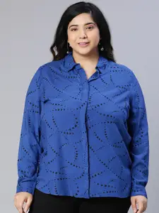 Oxolloxo Women Plus Size Geometric Printed Casual Shirt